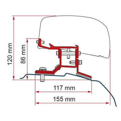 KIT ADAPTATEUR pour store  F40 pour FORD TRANSIT CUSTOM LONG L2 - FIAMMA 
