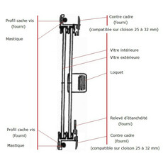 Miniature Baie fixe farnier avec cadre noir en aluminium 500x500 - Contre cadre interieur Offert N° 7