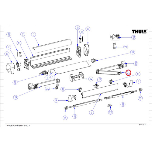 Fixation bras/bandeau frontal 5003 gauche + droite N°24- THULE