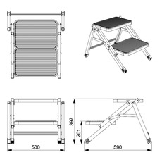 Miniature MARCHEPIED ACIER DOUBLE PLIANT 150KG - CARBEST N° 4