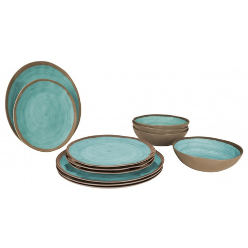 VAISSELLE HALO MELAMINE 11 PCS AQUA - BO CAMP attention produit neuf avec défaut d’aspect suite à un sinistre transport - produit neuf jamais utilisé