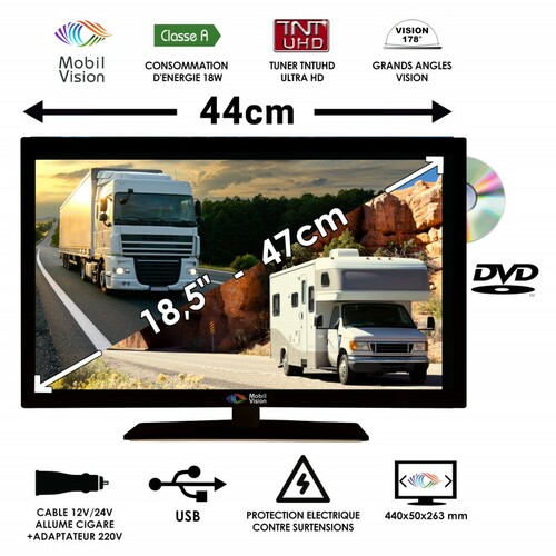 Mobilvision Combiné TV/DVD Camping-Car 18.5" (47 cm) - TVWS19DVD