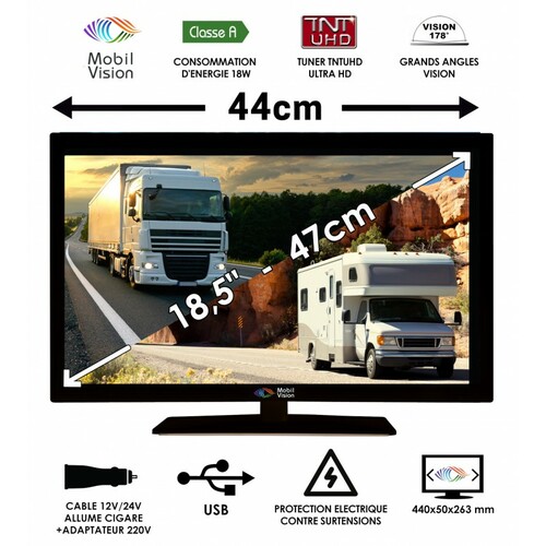 MOBILVISION TELEVISEUR CAMPING CAR 18,5" 47cm - TVWS19