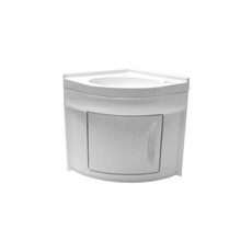 Miniature MEUBLE D''ANGLE + LAVABO D''ANGLE ENCASTRABLE BLANC EN PST 41,8 x 41,8 x H51 cm - attention produit neuf avec défaut d’aspect suite à un sinistre transport - produit neuf jamais utilisé N° 0