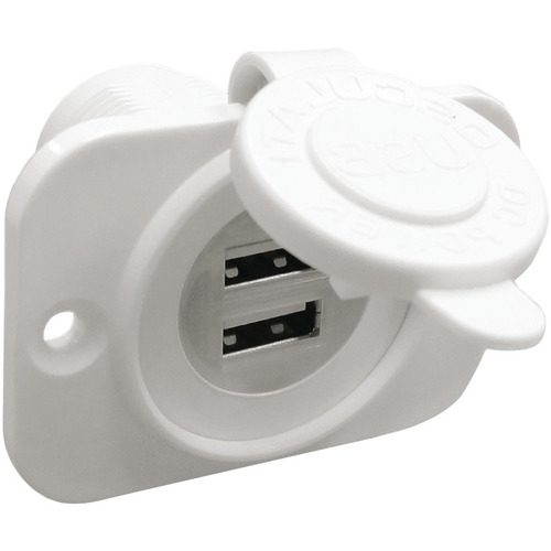 Double prise USB blanche écrou arrière + panneau - OSCULATI