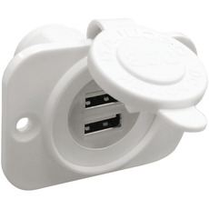 Miniature Double prise USB blanche écrou arrière + panneau - OSCULATI N° 0