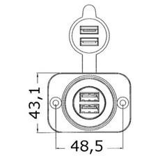 Miniature Double prise USB blanche écrou arrière + panneau - OSCULATI N° 1