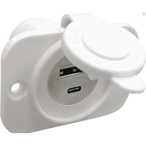 Prise USB Type-A + Type-C blanc - OSCULATI