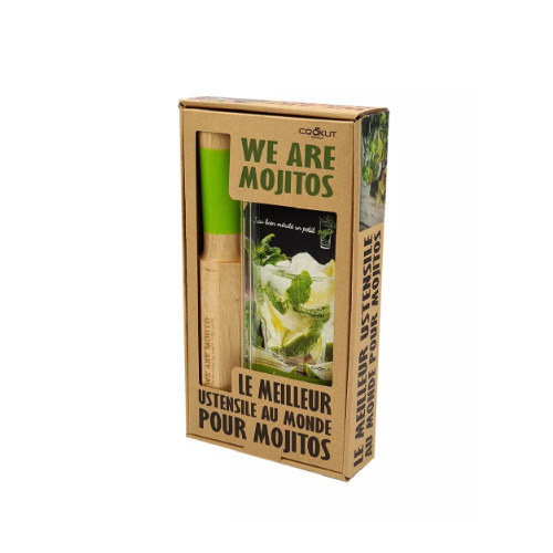 Coffret mojitos : Pilon-doseur, recettes et pailles - COOKUT