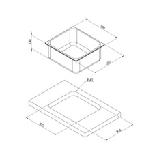 Miniature Evier encastré en acier inoxydable 320 x 350 x 150 MM - CAN N° 2