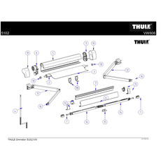 Miniature Jeu de plaques d'extrémité gauche et droite pour rail avant, couleur anthracite (RAL 9011), pour store Thule Omnistor 5102, compatible VW California - THULE N° 1