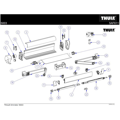 Bras à ressort droit complet pour store Omnistor 5003 (2.60 m)- THULE