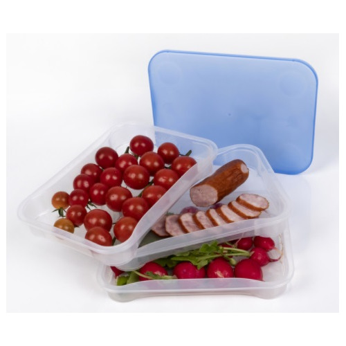 Set de 3 Boîtes alimentaire hermétique transparent/bleu - CAMP 4 ATTENTION PRODUIT NEUF AVEC UN DEFAUT D'ASPECT SUITE A UN SINISTRE TRANSPORT - PRODUIT NEUF JAMAIS UTLISE