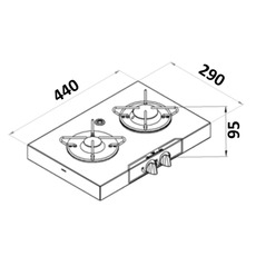 Miniature Réchaud chrome 2 feux - 440 x 290 mm- CARBEST - BOUTON FACADE N° 1