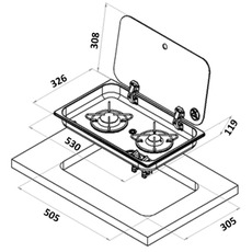 Miniature Réchaud 2 feux - 530 x 326 mm - CARBEST N° 1