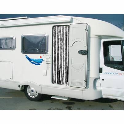 Rideau chenille pour porte camping-car, caravane- GRIS & BLANC- 100x200 CM - INCASA