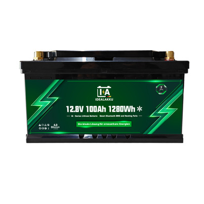 Batterie au lithium IA (sous siège) SERIES LiFePO4 12 V 100 Ah  Smart BMS avec Bluetooth CHAUFFANTE- IDEALAKKU