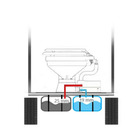 Miniature WC électrique compact 12V à broyeur – cuvette porcelaine, lunette bois laqué blanc – OSCULATI N° 3