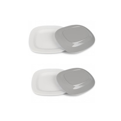 LOT DE 4 assiettes grise - 307 × 250 × 28 mm – Plastique solide pour usage nomade - DOMETIC