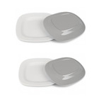 LOT DE 4 assiettes grise - 307 × 250 × 28 mm – Plastique solide pour usage nomade - DOMETIC