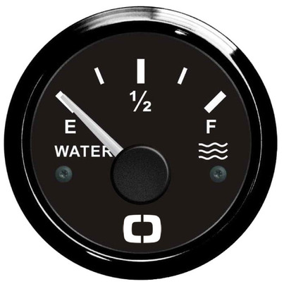 Jauge niveau d'eau 10-180 Ω ohm - Cadran noir/lunette noire - OSCULATI