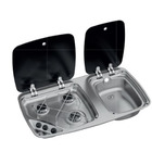 Miniature Réchaud - 3 FEUX - 525 x 170 x 350 mm - SANS ALLUMAGE - NOIR/RAYE - DOMETIC N° 0