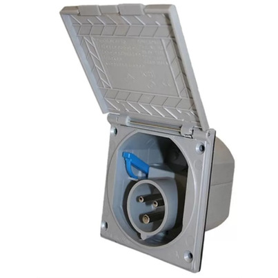 PRISE SOCLE MÂLE P17 - A  ENCASTRER - GRIS - HABA
