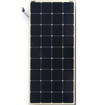 Panneau souple 12V I 142Wc I cellules Sunpower® back contact I Tedlar blanc I ETFE polymère I AVEC BOITE JONCTION SOUS PANNEAU - ENERGIE MOBILE