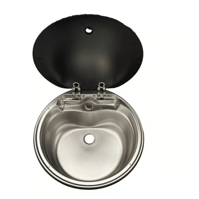 Evier rond avec couvercle en verre  - 405 x 150 mm - CARBEST 