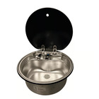 Miniature Evier rond avec couvercle en verre  - 405 x 150 mm - CARBEST  N° 2