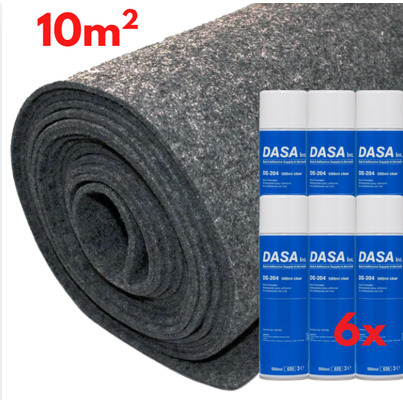 Pack Aménagement Intérieur : 10 m² de Moquette Extensible ANTHRACITE  + 6 Colles Spray Haute Performance