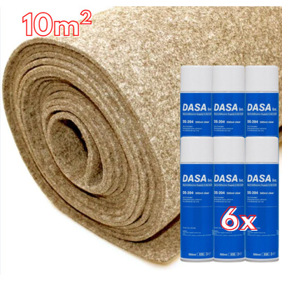 Pack Aménagement Intérieur : 10 m² de Moquette Extensible BEIGE  + 6 Colles Spray Haute Performance