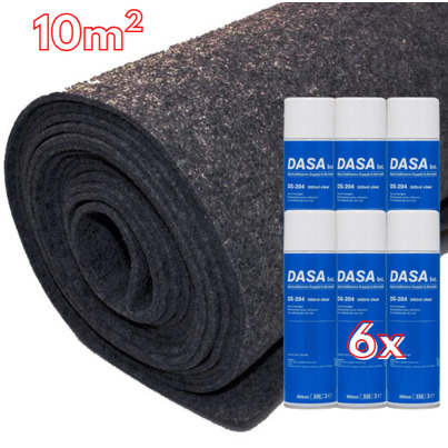 Pack Aménagement Intérieur : 10 m² de Moquette Extensible NOIR + 6 Colles Spray Haute Performance
