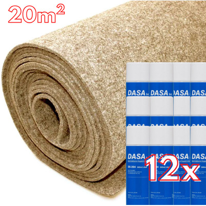 Pack Aménagement Intérieur : 20 m² de Moquette Extensible BEIGE + 12 Colles Spray Haute Performance
