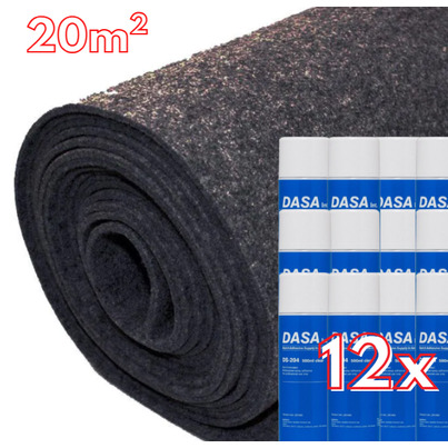 Pack Aménagement Intérieur : 20 m² de Moquette Extensible NOIRE + 12 Colles Spray Haute Performance