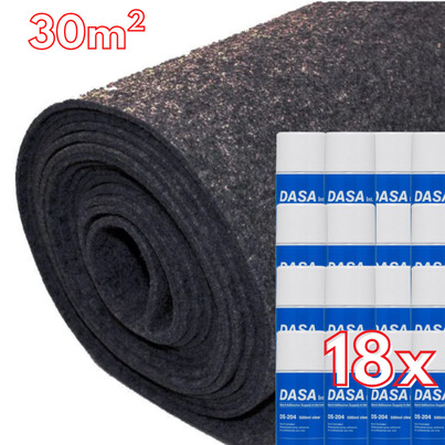 Pack Aménagement Intérieur : 30 m² de Moquette Extensible NOIRE + 18 Colles Spray Haute Performance
