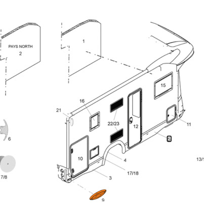 Bas de caisse avant droit pour un Chausson Welcome 630 de 2018