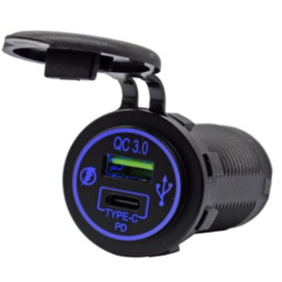 Prise charge rapide encastrable - USB-A  + USB-c - avec voltmètre LED