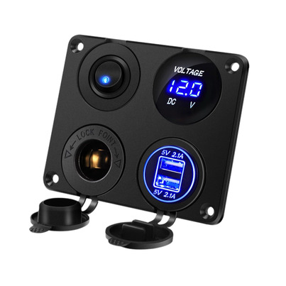 Centrale Électrique Embarquée 4-en-1 | Double USB, Voltmètre & Prise 12V Étanche