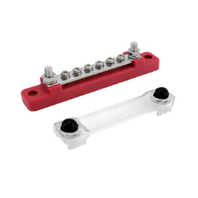 Busbar de Distribution Positif 2 x M6  -  6  vis de raccordement de 4 mm | -  150A avec Capot Transparent