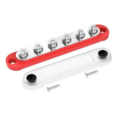 Busbar de Distribution Positif | 6 x M6 - 150A avec Capot de Protection Transparent