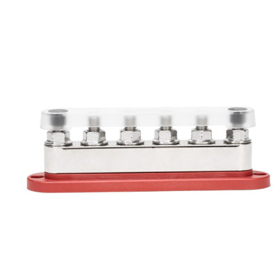 Busbar de Distribution Positif | 6 x M10 - 300A avec Capot de Protection Transparent