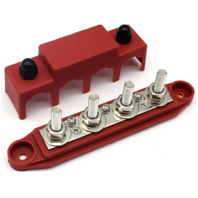 Busbar de Distribution Positif | 4 x M8 | 250A avec Capot de Protection