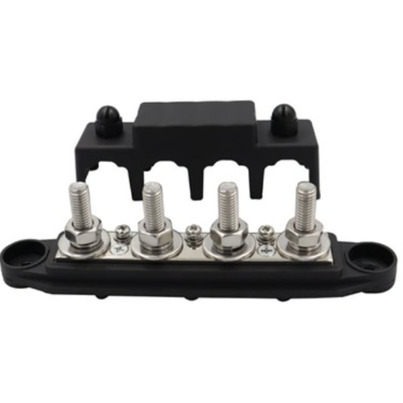 Busbar de Distribution Négatif | 4 x M8 | 250A avec Capot de Protection