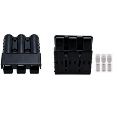 Connecteur Multi-Voies Type Anderson NOIR 3 Broches | 50A | Avec 3 Cosses 6 AWG (16 mm²)