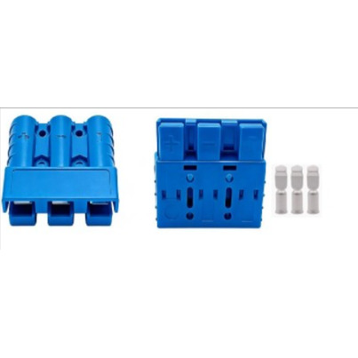 Connecteur Multi-Voies Type Anderson BLEU 3 Broches | 50A | Avec 3 Cosses 6 AWG (16 mm²)