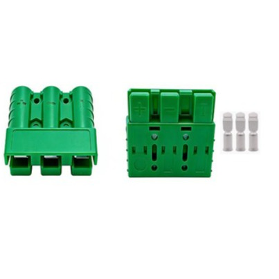 Connecteur Multi-Voies Type Anderson VERT 3 Broches | 50A | Avec 3 Cosses 6 AWG (16 mm²)