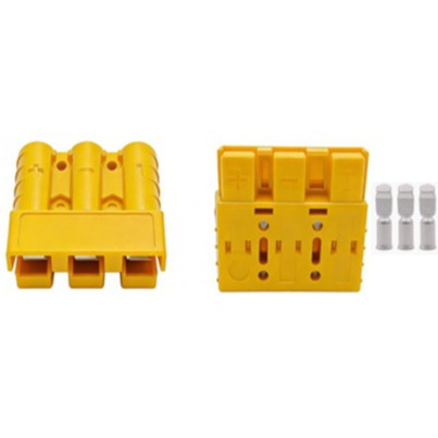 Connecteur Multi-Voies Type Anderson Jaune 3 Broches | 50A | Avec 3 Cosses 6 AWG (16 mm²)
