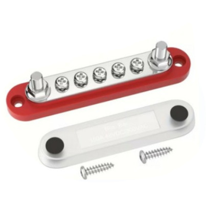 Bus Bar Positif 150A 48VDC/300VAC avec 2 Bornes M6 et 5 Bornes Cruciformes