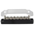 Miniature Busbar de Distribution Positif/Négatif Hybride | 2 x M6 +  12 vis de raccordement de 4 mm | 150A avec Capot Transparent N° 1
